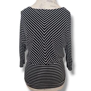 White House Black Market Dolman Sleeve Black White Striped Top - Size Small